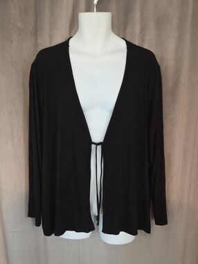 Addition Elle 4X Black Open-Front Tie Cardigan
